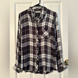 RAILS Sm Hunter Black White Plaid Soft Rayon Button Down Shirt Eclectic Grandpa